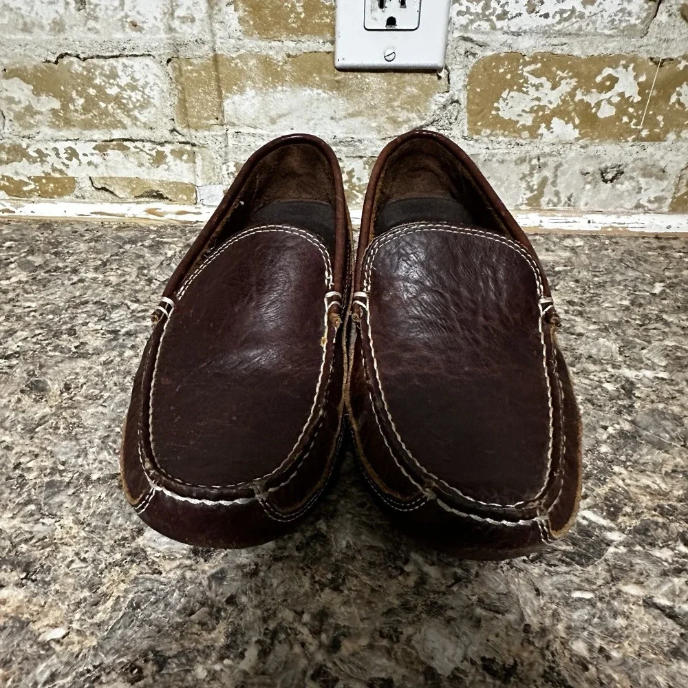 Duluth Trading Company  Mens Leather Driving Loafers Shoes 8.5 EUC Brown